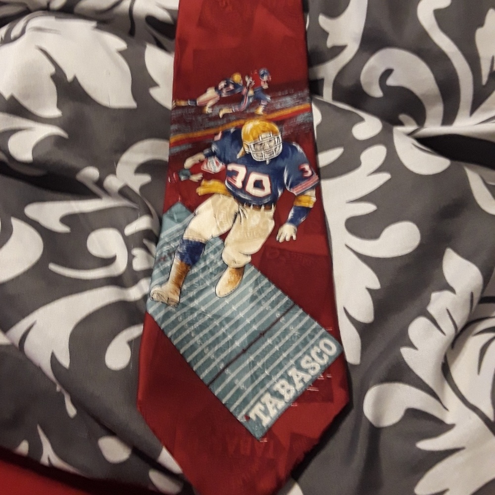 Tabasco brand men's tie with football players